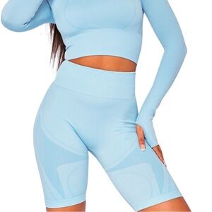 PrettyLittle Thing Sport Blue Seamless Contrast Detail Shorts